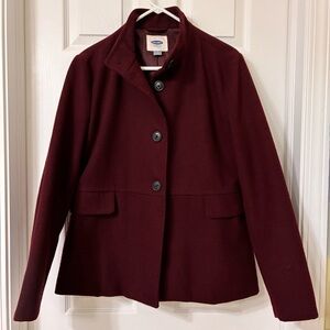 Old Navy Burgundy Wool-look Pea Coat Winter Jacket Women’s Size Large